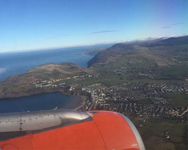 Keren's talk in the Isle of Man - view from plane