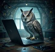 owl on a laptop - by Top Left Design